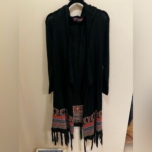 Chic Black Patterned Women's Cardigan